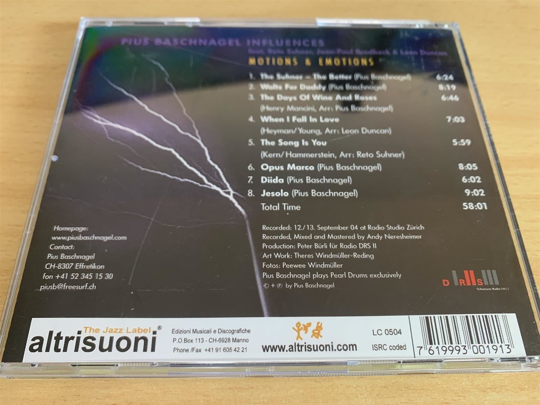CDs: Pius Baschnagel Influences – Motions & E – Gebraucht aus Rikon im Tösstal von Alpenmutz 1