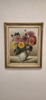 Ölgemälde Blumen in Vase mit Holzrahmen