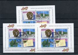 1990 Genf 90 3 Blöcke m. versch. Stempel