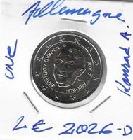 2 euro Allemagne 2026 Konrad lettre D