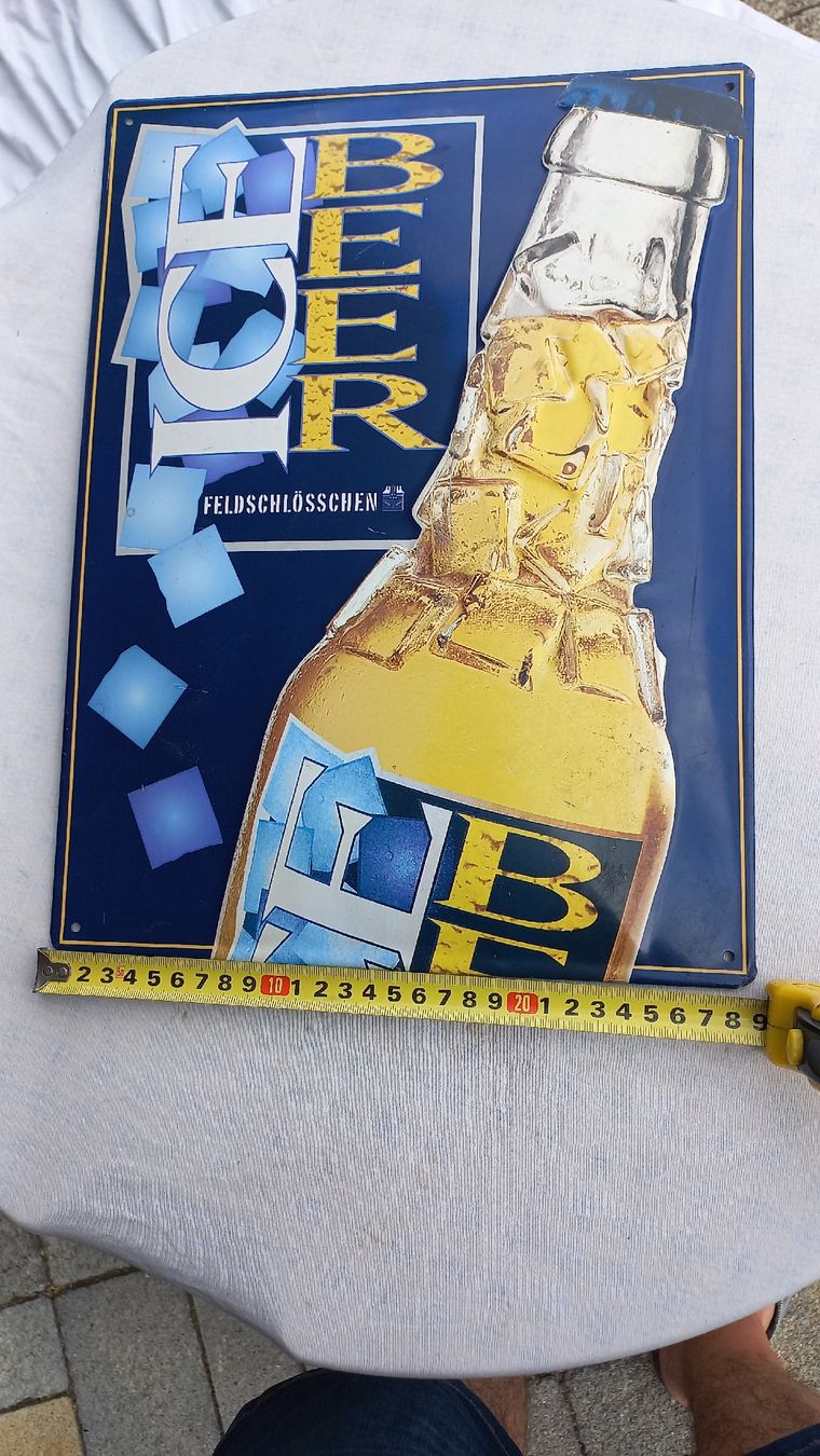Feldschlösschen Ecriteaux:  Werbe Blech Schild , Feldschlösschen  , ICE BEER  ,  – D'occasion à Welschenrohr par Oldie551 7