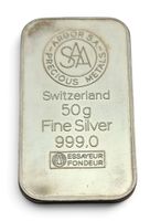 Argor SA Chiasso Silberbarren 50g Feinsilber 999 Vintage