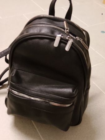 Schwarzer Lederrucksack City-Chic Frühling/Sommer 🎒