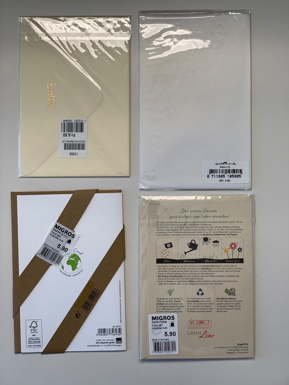 Cartoline: 4er-Set Geburtstagskarten / Grusskarten, neu – Nuovo e nell'imballaggio originale da Windisch venduto da rhu_wd8q 1
