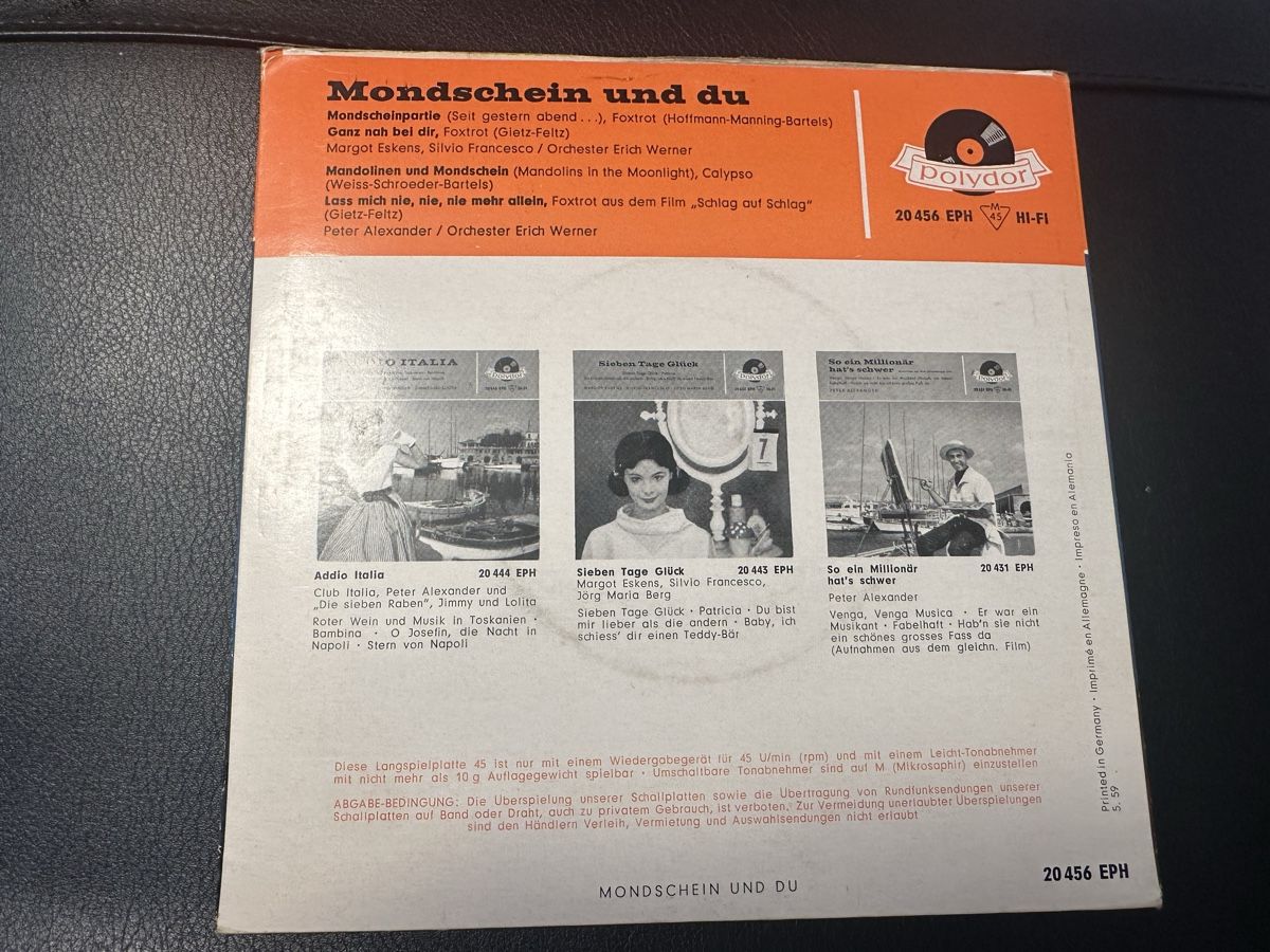 Dischi in vinile: Schallplatte Mondschein und du – Usato da Zollikofen venduto da Taximan89 1