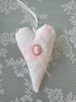 Geschenk Herz Shabby Chic Vintage Spitze Stoffherz Muttertag