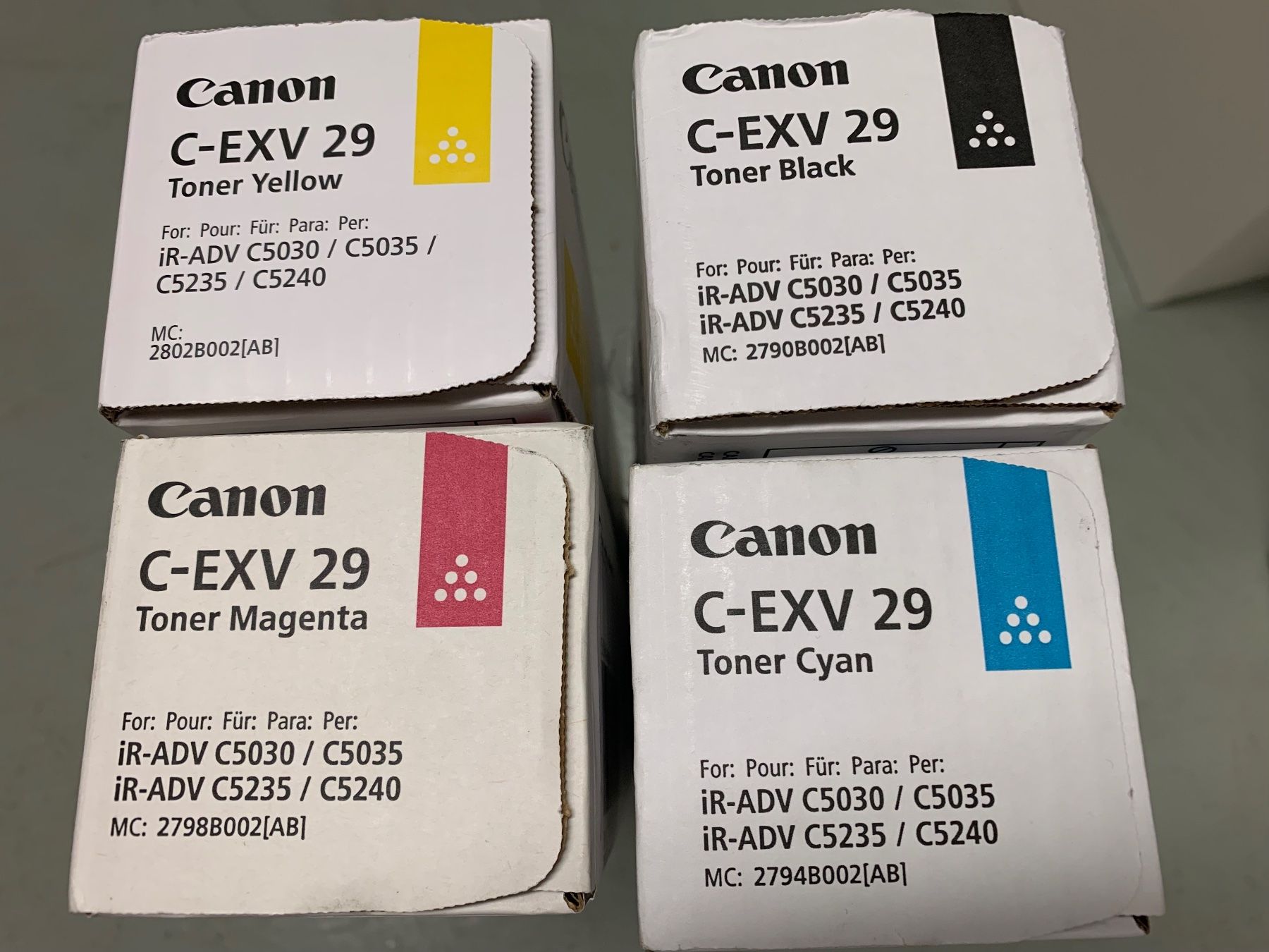 Canon Druckerpatronen & Toner: Toner Canon C-EXV 29 set komplett – Neu und originalverpackt aus Porrentruy von