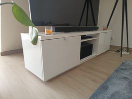 TV-Bank (Fernsehmöbel), Hochglanz weiß, 160x42x45 cm