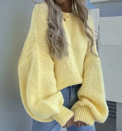 Pullover warmer Pulli gelb Strickpulli