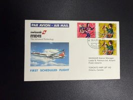 Swissair Erstflugbrief Zürich-Toronto 1991