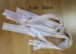 Reissverschlüsse 5 x 35cm  verdeckt  fein  Nylon weiss