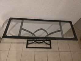 Console avec plateau en verre et structure en métal