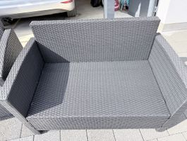 Gartenmöbel Polyrattan dunkelgrau 2-Sitzer Sofa Sessel