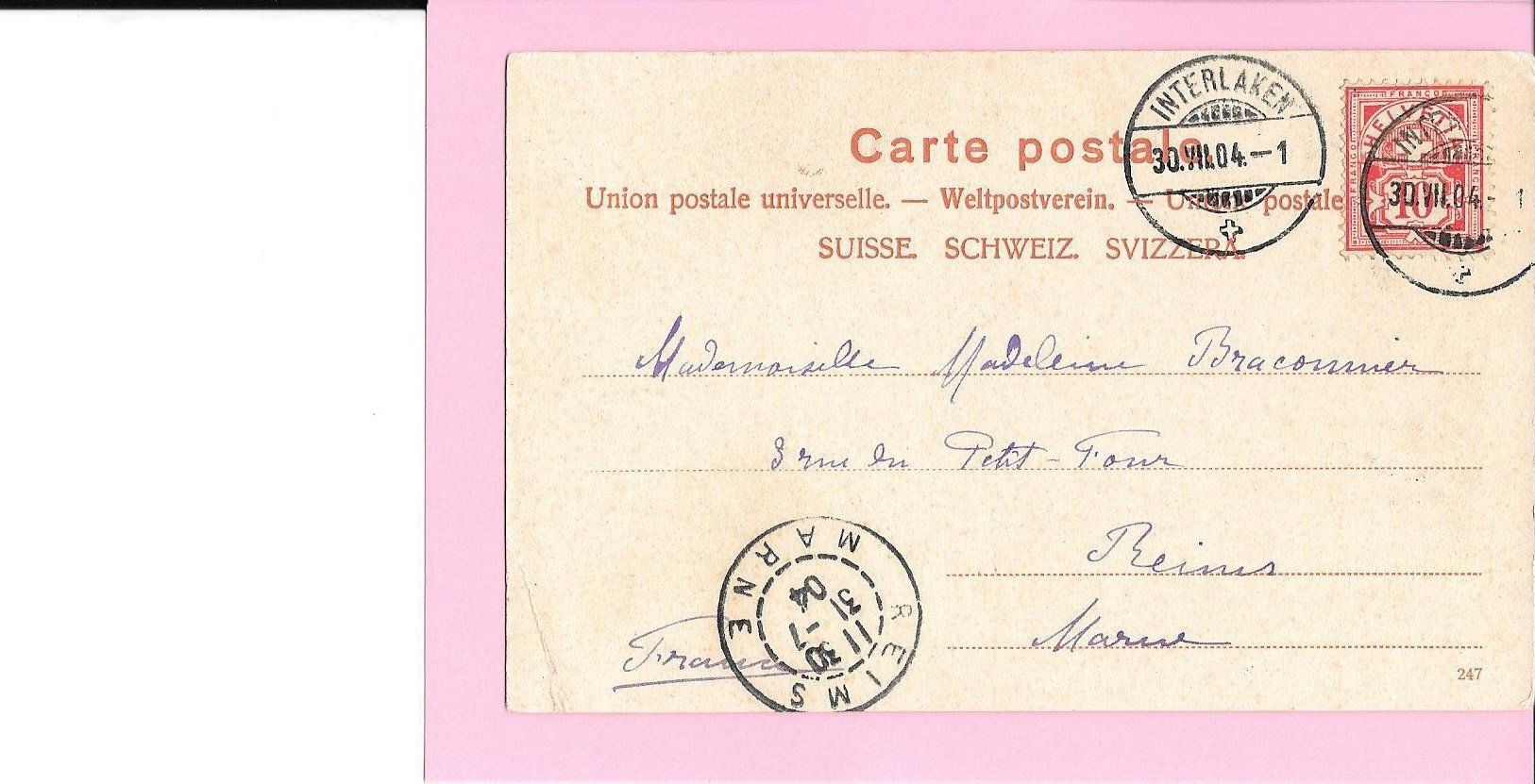 Cartoline postali: Interlaken – Usato da Engelberg venduto da Muettliger 1