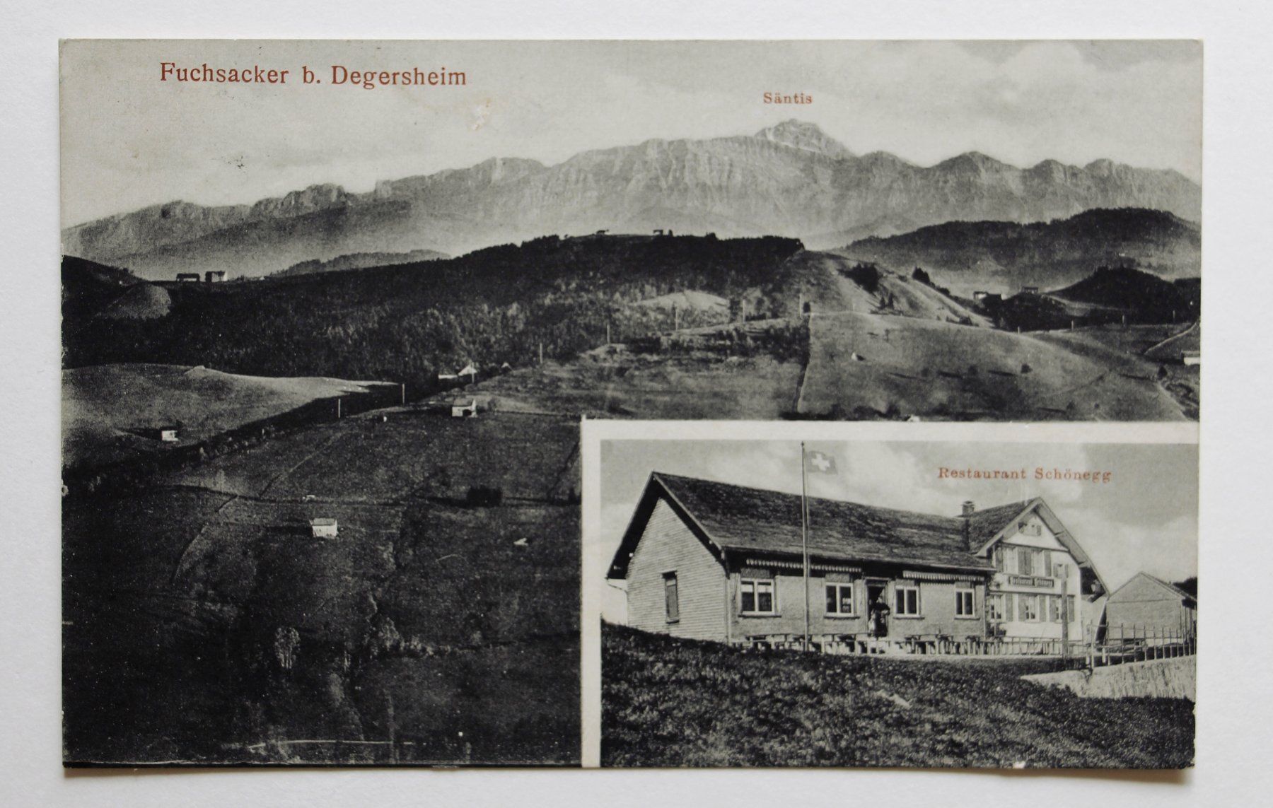 Cartoline postali: AK "FUCHSACKER B. DEGERSHEIM - REST. SCHÖNEGG" - GUGGENHEIM – Usato da St. Gallen venduto da modernetc