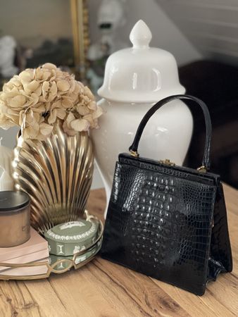 Exklusive Vintage Krokodilledertasche - Handgefertigt