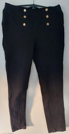 Zara Women's Black Skinny Pants Gold Buttons High Waist