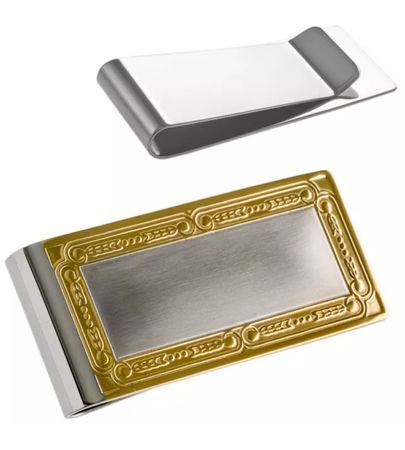 GELDKLAMMER EDELSTAHL MONEY CLIP SILBER/GOLDFARBEN HOCHGLANZ