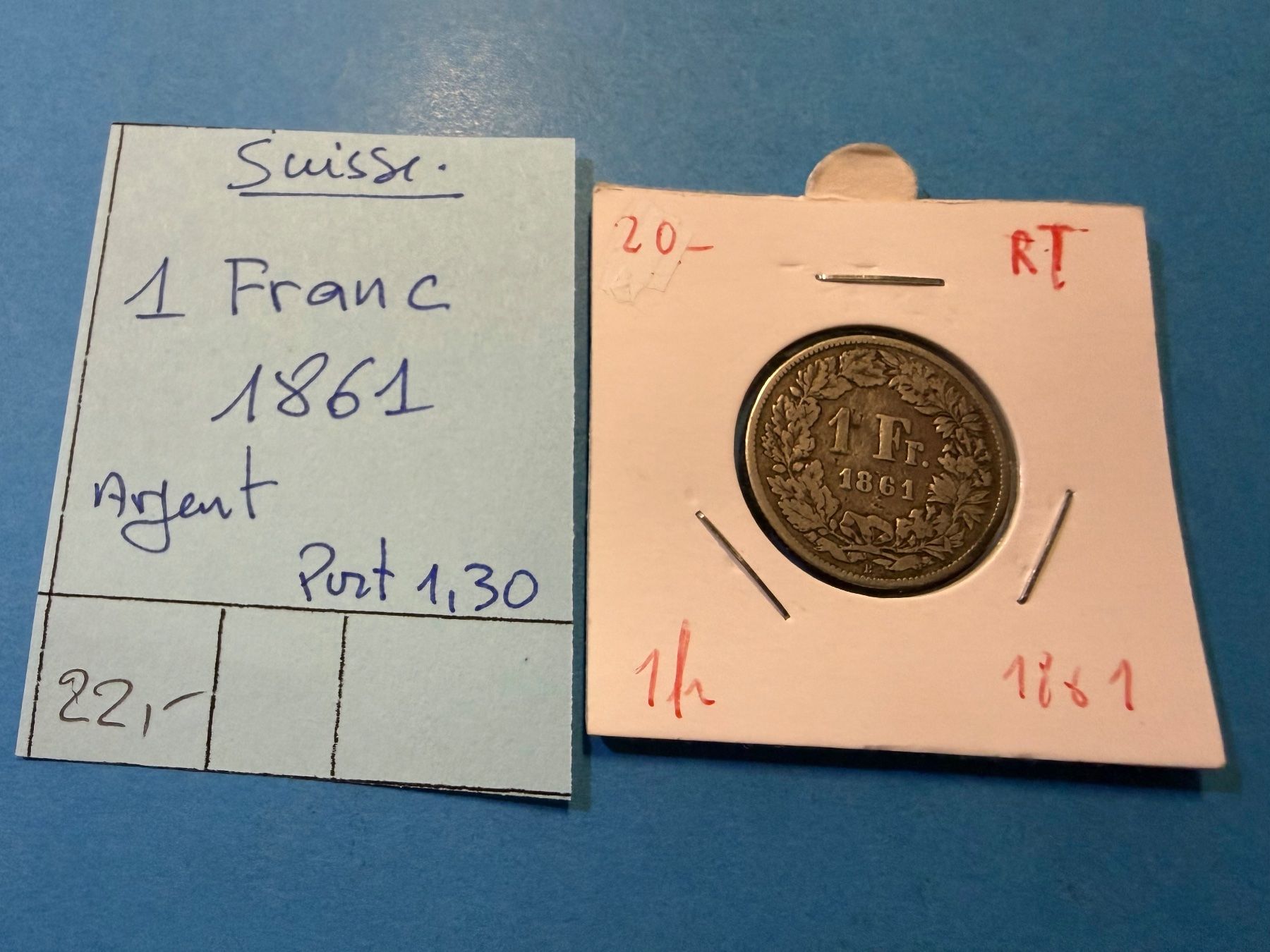 Alle Münzen: SUISSE : 1 FRANC 1861-  Bon état – Gebraucht aus genève von GEnumist