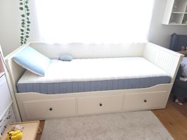Bett HEMNES, weiss, mit 3 Schubladen