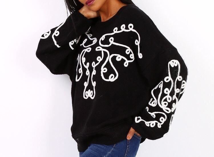 Maglioni & Felpe: Pull noir motif blanc – Nuovo e nell'imballaggio originale da Petit-Lancy venduto da mina222 1