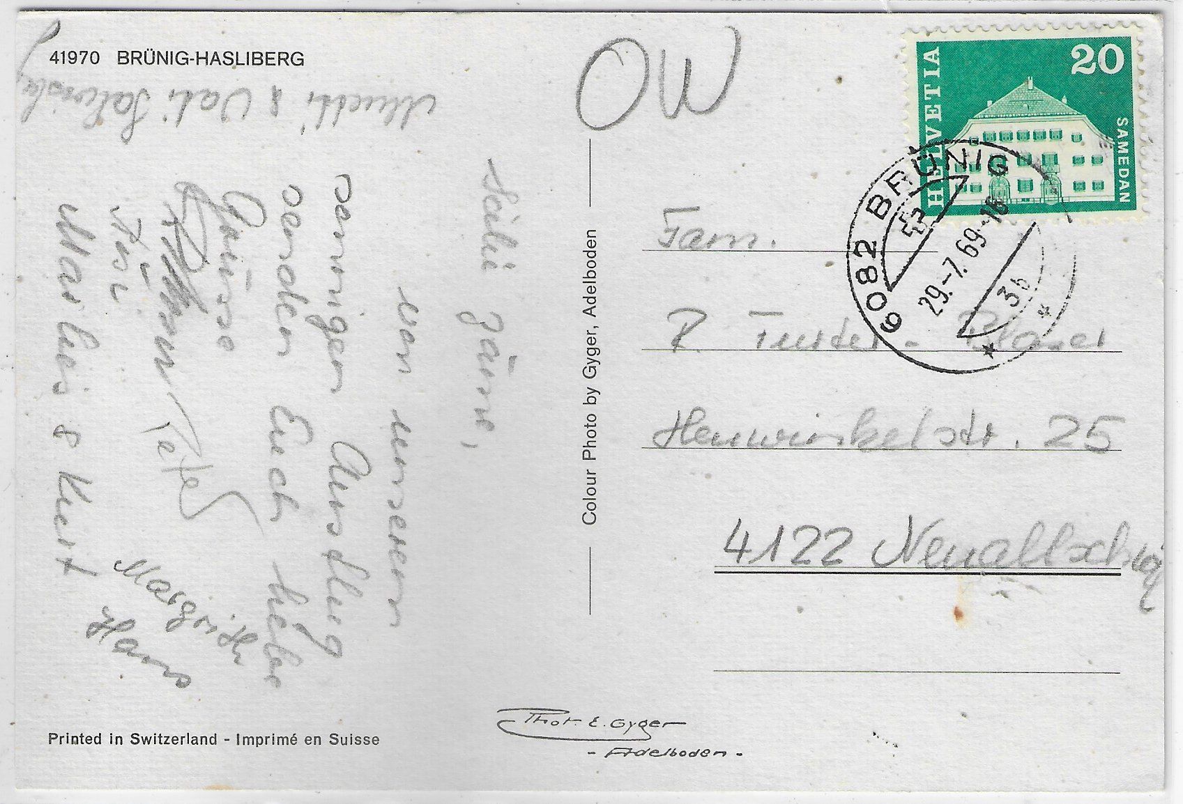 Cartoline postali: Brünig-Hasliberg - Postauto, Gondelbahn – Usato da Ettingen venduto da Kartenplanet 1