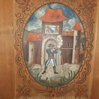 Antiker bemalter Schrank, Bauernschrank, um 1900, Holz.