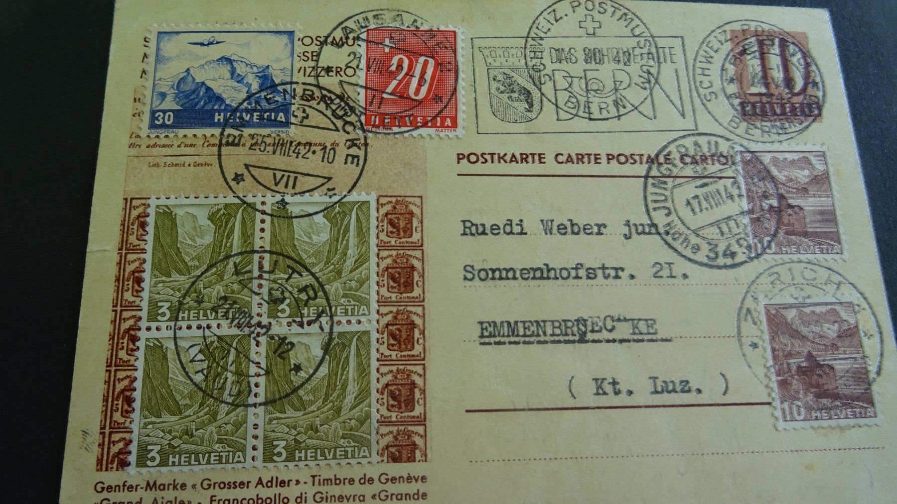 Tutti i francobolli: 21.8.1942., AUF POSTMUSEUM-GA, 7 STEMPEL – Usato da Eschenbach SG venduto da eDaisy 1