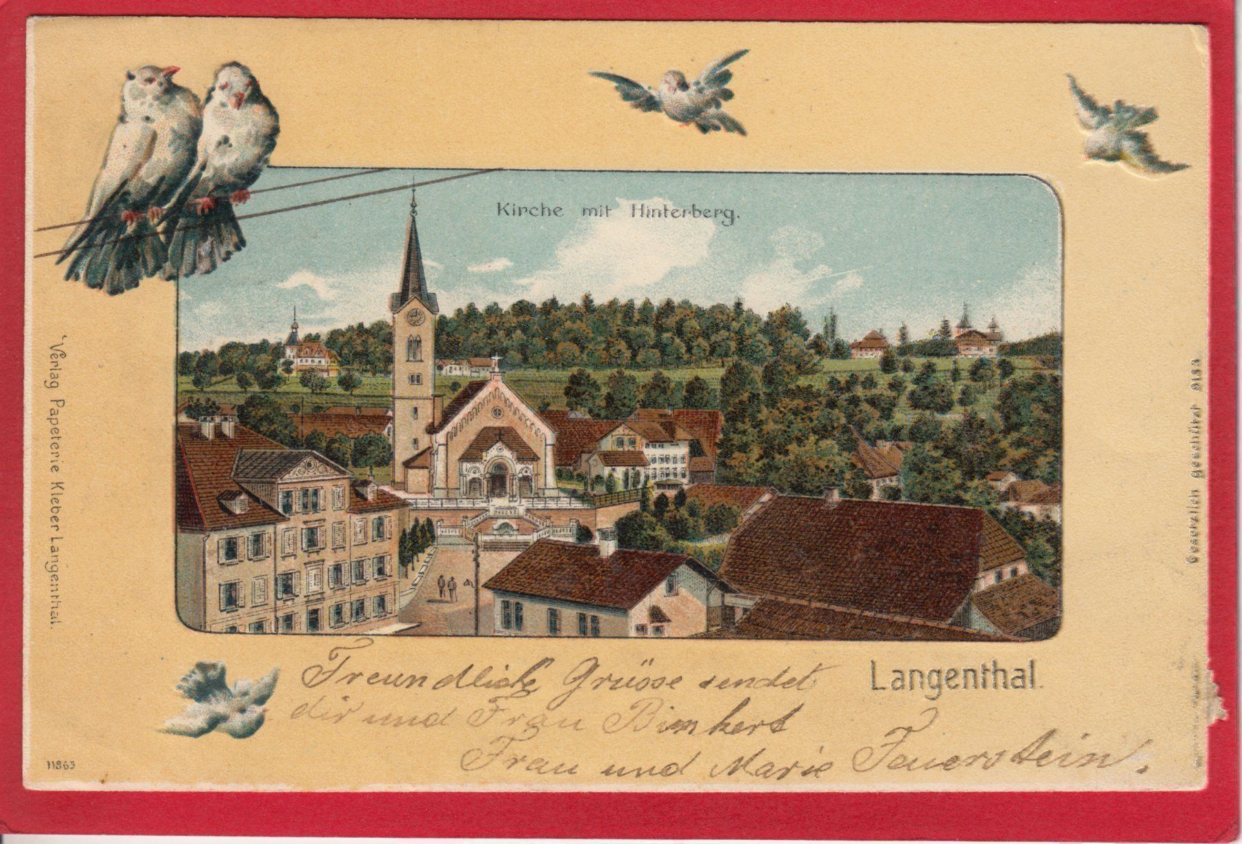 Cartoline postali: AK LANGENTHAL PRÄGE-LITHO – Usato da Grüningen venduto da Kartensammler