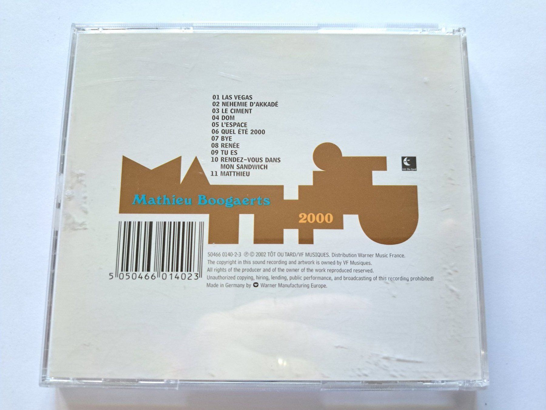 CDs: CD Mathieu Boogaerts - 2000 – D'occasion à Pully par bro_n52j 2