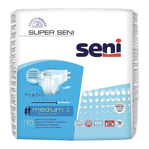 Windeleimer & Windeln: Super Seni Medium, 12 x 10 Stk. – Neu und originalverpackt aus Egg b. Zürich von Santhema_AG