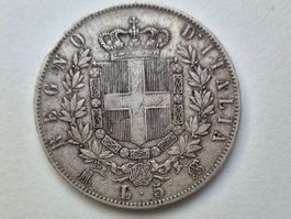 🇮🇹 Italy 5 Lire 1871 Silver 25g .900
