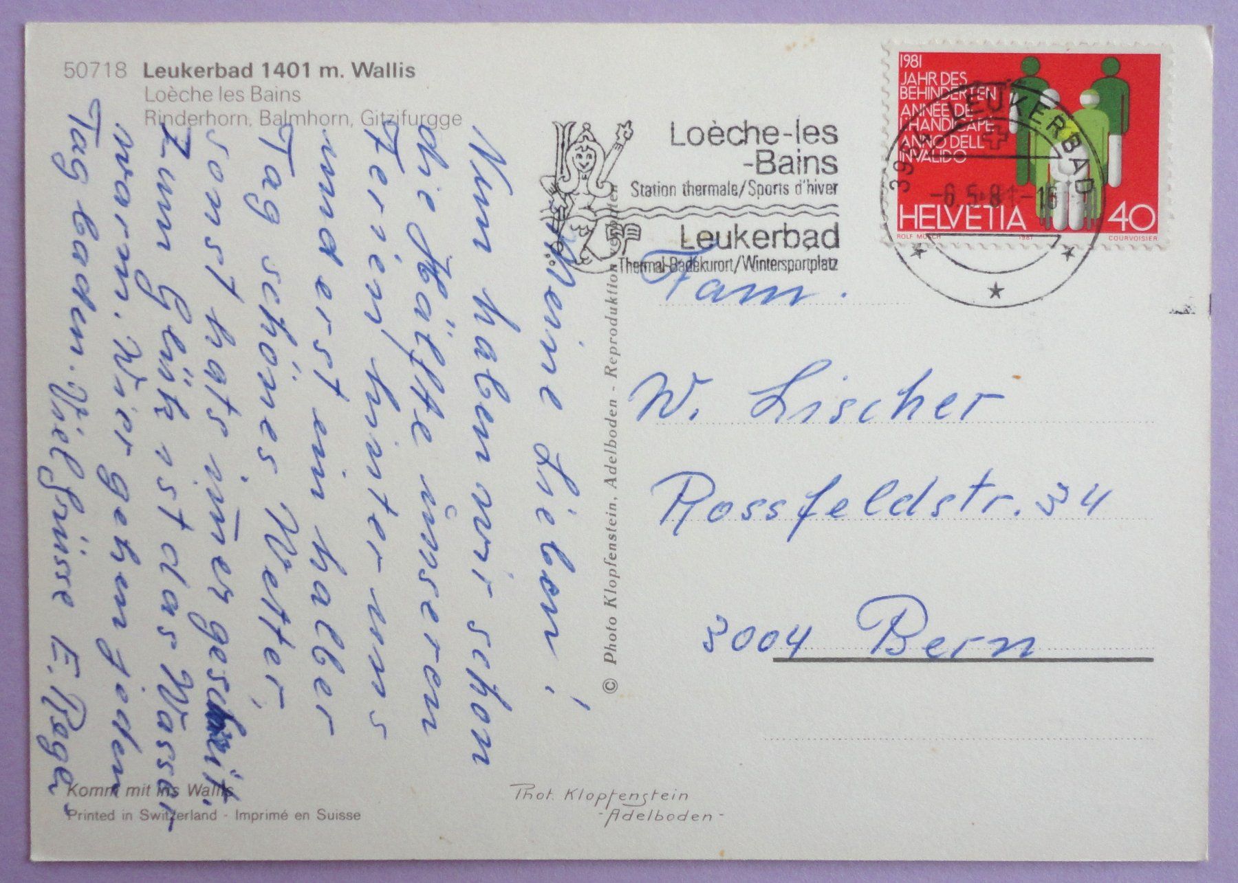 Cartoline postali: Leukerbad 1401 m, Wallis – Usato da Fétigny venduto da Billy2miny 1