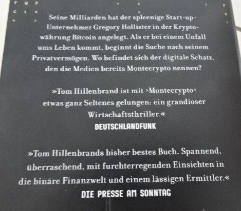 Bücher: Montecrypto Thriller Tom Hillenbrand – Gebraucht aus Wetzikon ZH von strubeli024 1