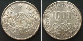 JAPAN 1000 Yen 1964 Hirohito OLYMPIA TOKYO PRACHTSTÜCK stgl