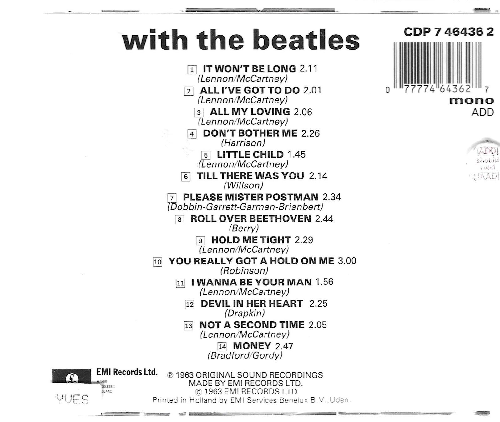 CD: The Beatles - With The Beatles – Usato da Savagnier venduto da Ne2065 1