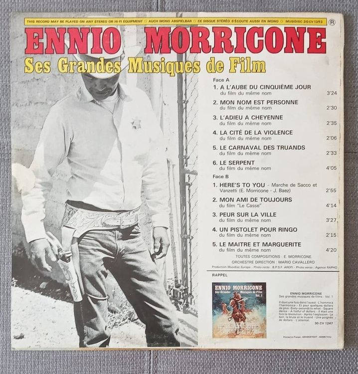 Ennio Morricone Ses Grandes Musiques De Film DISQUE VINYL Kaufen auf Ricardo