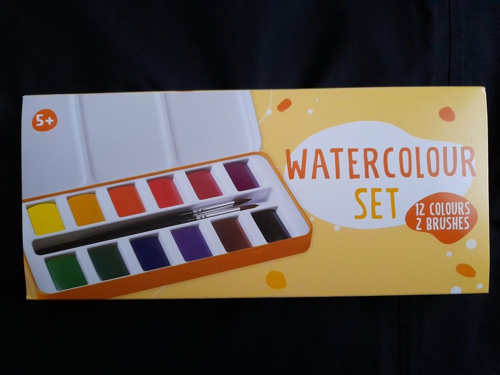 NEU: 12 Wasserfarben / Aquarellfarben m. 2 Pinseln im Metall | Kaufen