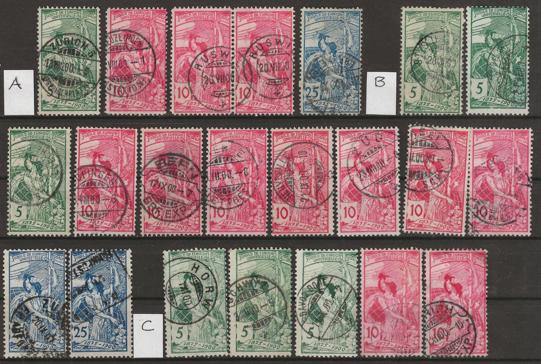 Alle Briefmarken: Lot Ausgaben Nr. 77 - 79, Typ A,B + C – Gebraucht aus Gümligen von Geniusbuy