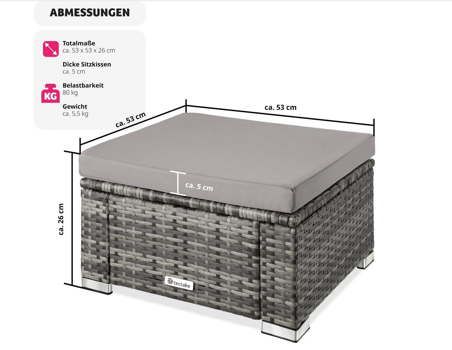 Sgabelli: Rattan Sitzhocker Bitonto schwarz/grau – Nuovo (secondo la descrizione) da Steinhausen venduto da Retourenprofis 1