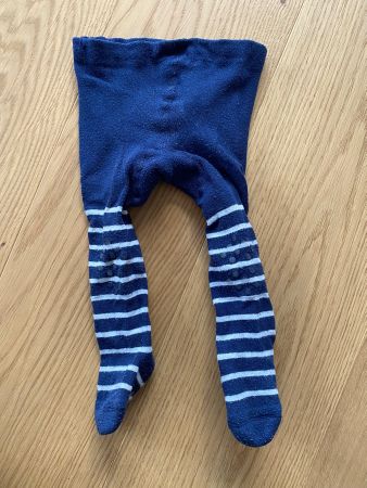 Warme Kinder-Strumpfhose, Grösse 62/68, Marine/Weiss ❄️