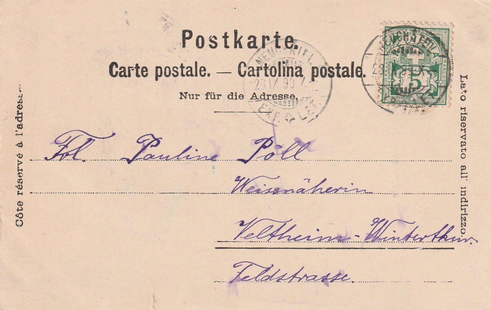 Cartoline postali: NE- Neuchàtel-Collégiale 1899 – Usato da uttwil venduto da Koehlerfred 1