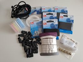 Nähzubehör-Set: Gummibänder, Haken, Ösen, Kreide u.v.m.