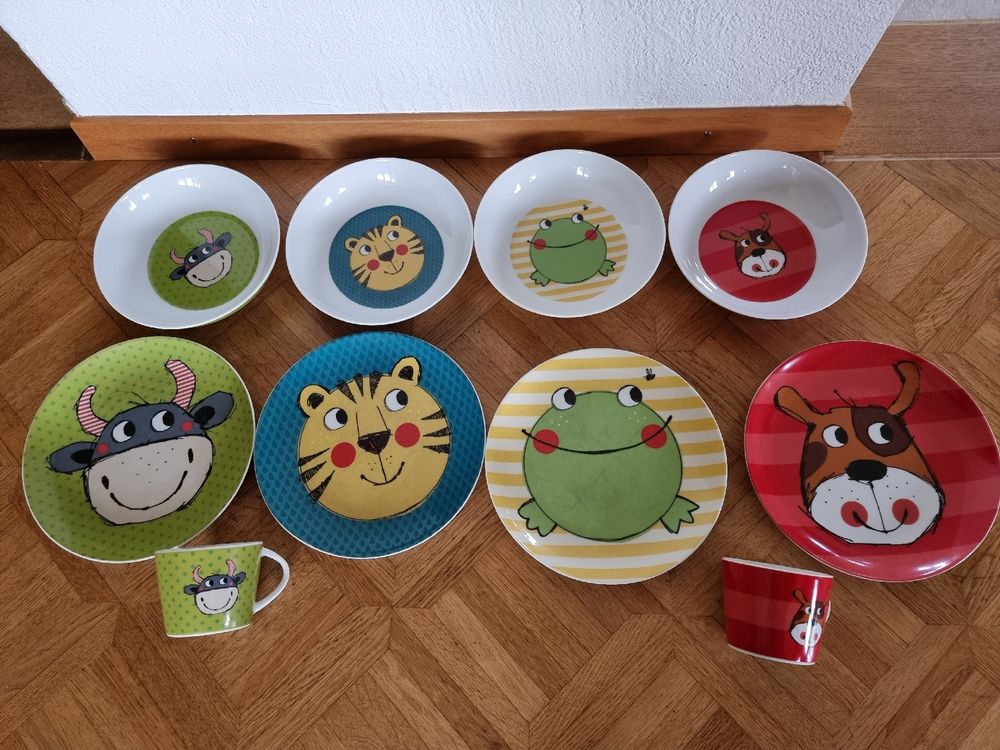 Set Stoviglie Bambino CreaTable ZOO 3 Pezzi – Porcellana Colorata, Adatto A Microonde E Lavastoviglie