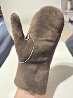 Moufles en cuir suédé marron – chaudes