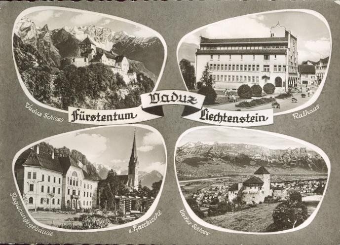 Cartoline postali: Vaduz  FL  -   4-Bilder     um 1959 – Usato da Brig venduto da Valcards54