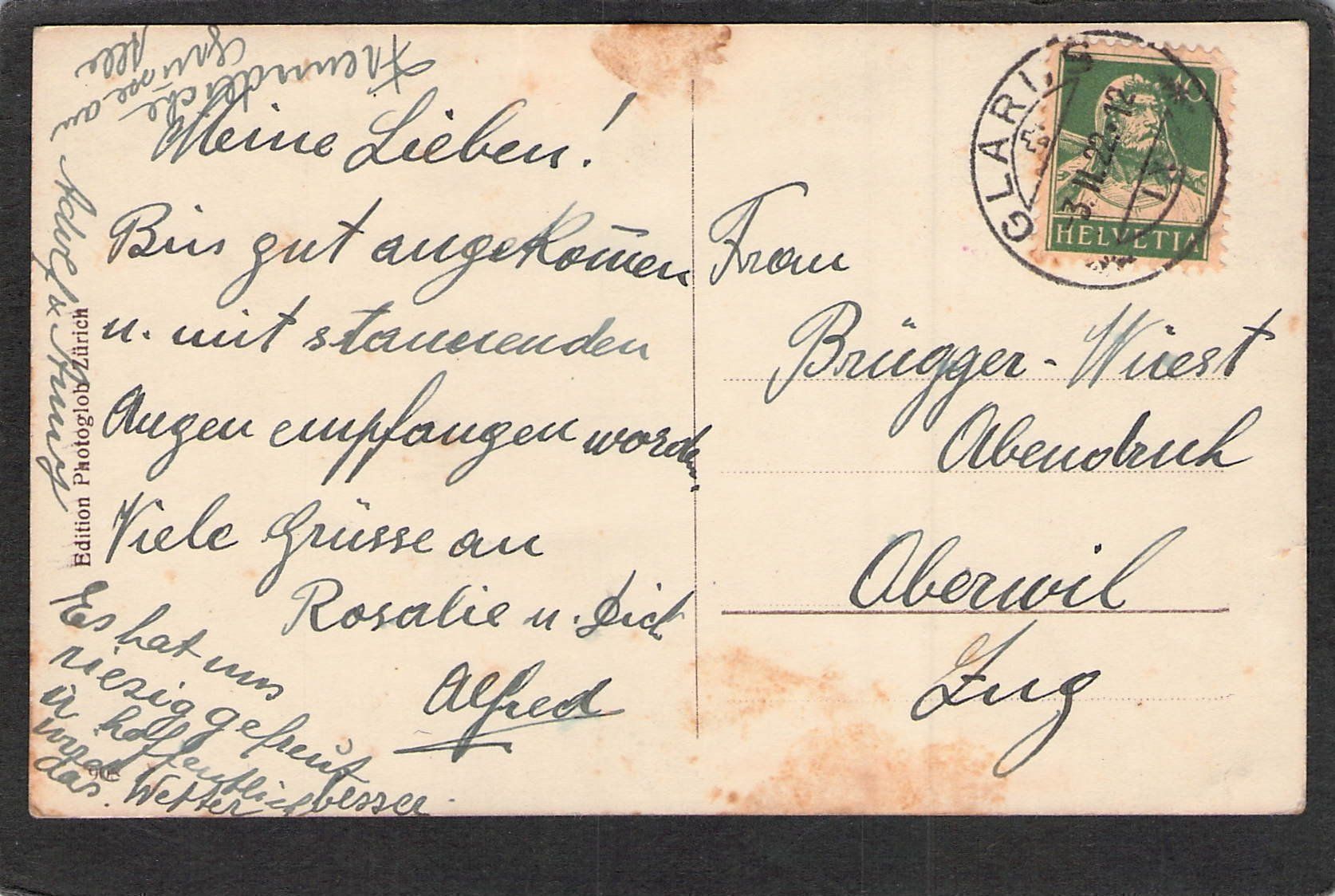Cartoline postali: ^Glarus , gel. 1922 – Usato da Reichenburg venduto da Pipo-67 1