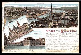 Litho Zürich, Ortsansicht, Tonhalle, Ra