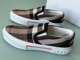BURBERRY Jack Beige Braun Check Slip On Low Sneakers 40 NEUE