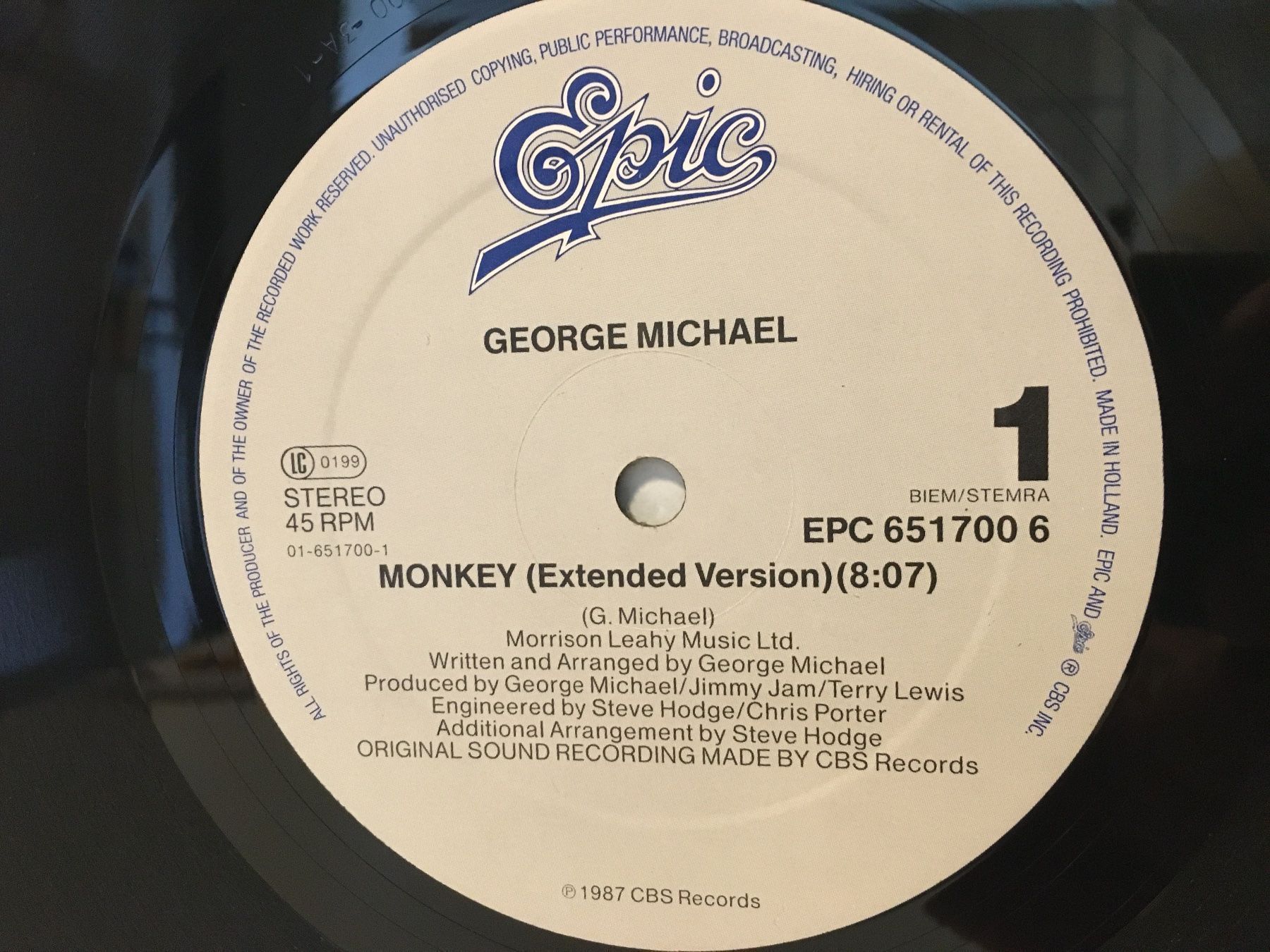 Dischi in vinile: George Michael - Monkey - Single - Schallplatte - CBS 1987 – Usato da Andwil SG venduto da Rainboli 6